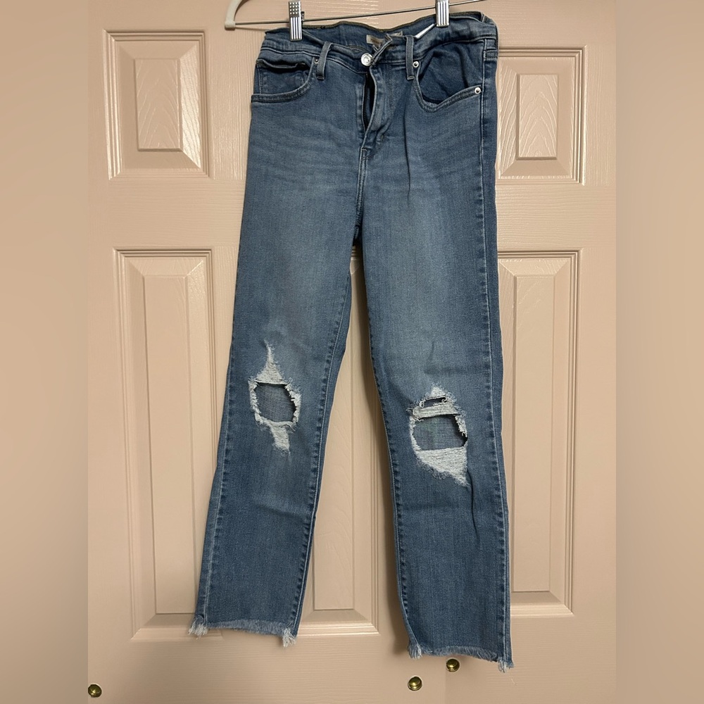 Levi's Blue Ripped Straight Leg Jeans